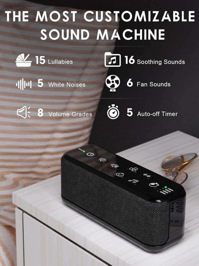 OnLyee Portable White Noise Machine for Adults & Kids, 42 Soothing Sounds, Rechargeable Travel Sound Machine with Rain & Ocean Sounds, Auto-Off Timer & 8-Level Volume Control – Ideal for Sleep & Focus - Image 2